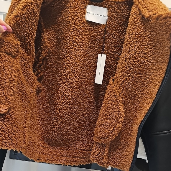 Rebecca Minkoff Black Jacket with Brown Teddy Lining - Picture 6 of 8